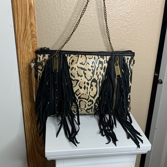 Jessica Simpson Handbags - Jessica Simpson Leopard Print Fringe Crossbody